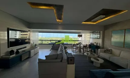 Apartamento à venda no greenville lumno, patamares: 225m², vista mar, 4 suítes, varanda gourmet, lavabo, 3 vagas, infraestrutura completa oportunidade