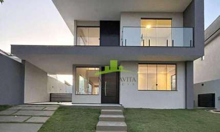 Casa nova no Alphaville Litoral Norte 2, 270m², 4 suítes, terreno de 370m², R$ 1.600.000,00