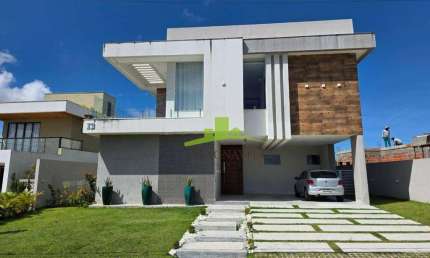 Alphaville Litoral Norte 3 | Casa à Venda, 404m², 4 Suítes, Energia Solar, Piscina com Hidro, Gourmet, Escritório. Alto Padrão. Elegância e Conforto!