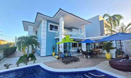 RESERVA ECOVILLE, Casa 4 Suítes à Venda, 281m² Construída, Piscina, Espaço Gourmet, Energia Solar, Automatizada, Nascente. Lauro de Freitas