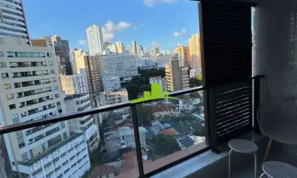 Zn barra. studio moderno à venda, 22m², varanda, nascente, mobiliado, vista livre, infraestrutura rooftop. alto padrão. próximo farol da barra