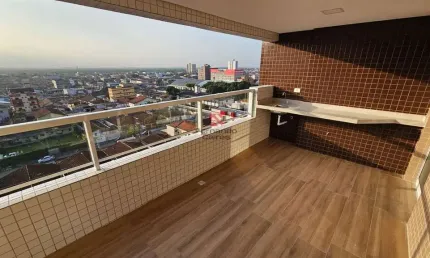 Apartamento novo - sacada enorme a 350m da praia - guilhermina, praia grande