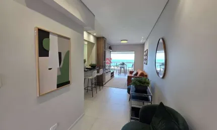 Apartamento mobiliado 2 dorm 1 suíte - sacada e vista para o mar – bairro mirim