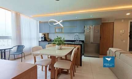 Apartamento Com Móveis Projetados, Elevador e Lazer Completo no Centro do Eusébio, Ambientes Integrados, 03 Quartos, Sendo 02 Suítes, 73,50m2, 02 Vagas