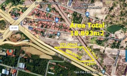 Vendo Excelente Terreno com 18.893m2 em Maracanaú às Margens da Rodovia 4º Anel Viário com 260 Metros de Frente Pista.