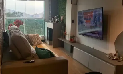 Apartamento com varanda e semi mobiliado a venda/permuta em santo andré-campestre