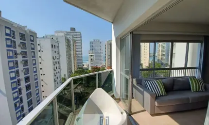 Apartamento com sacada vista parcial do mar, 4 dormitórios sendo 1 suíte, área de lazer no condomínio, PITANGUEIRAS-GUARUJÁ/SP