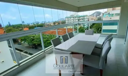 Apartamento alto padrão com 3 dormitórios sendo 3 suítes, sacada envidraçada gourmet vista mar, churrasqueira e lazer completo no condomínio na praia da enseada-guarujá/sp.