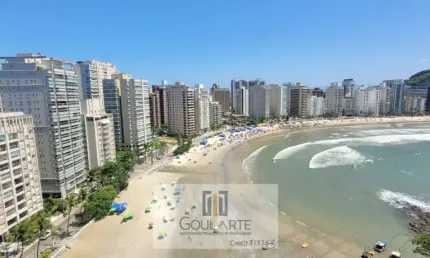 Apartamento com vista total do mar, 4 dormitórios climatizados sendo 2 suítes, lazer no condomínio, na praia da ASTÚRIAS -Guarujá/SP.