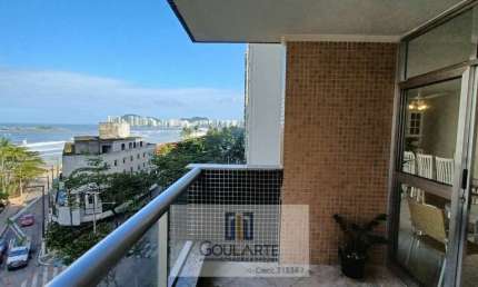 Apartamento Alto Padrão com 3 dormitórios sendo 1 suíte, lazer no condomínio e sacada vista mar na praia da Pitangueiras-Guarujá/SP