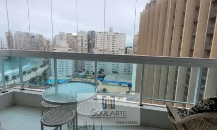 Apartamento alto padrão com sacada envidraçada vista parcial mar, 2 dormitórios sendo 1 suíte, lazer no condomínio - ASTÚRIAS-Guarujá/SP.