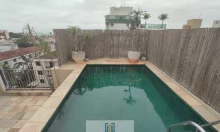 COBERTURA PENTHOUSE, vista parcial do mar, área gourmet e  piscina,3 dormitórios ,lado praia na ENSEADA - Guarujá/SP.