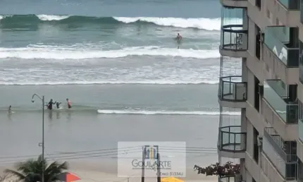 Apartamento com janelão vista mar, 2 dormitórios sendo 1 suíte, á 300 metros do mar  em pitangueiras - guarujá/sp.