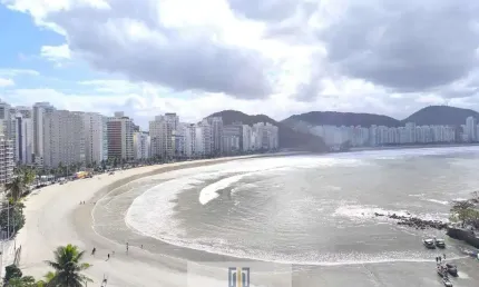 Apartamento alto padrão com vista total para o mar, sala 3 ambientes climatizada na praia das astúrias-guarujá/sp.