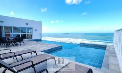Apartamento alto padrão com janelão vista mar, 2 dormitórios climatizados sendo 1 suíte, lazer completo no condomínio - enseada -guarujá/sp.