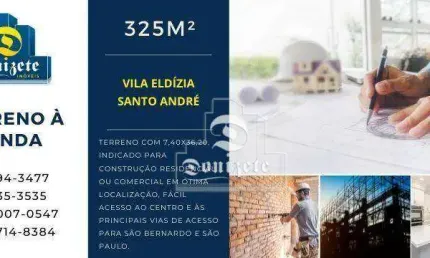 Terreno à venda, 325 m² por R$ 548.996,00 - Vila Eldízia - Santo André/SP