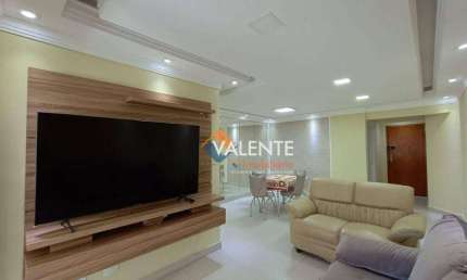 Apartamento mobiliado com 3 dormitórios, 132 m² - venda por R$ 700.000 ou aluguel por R$ 6.000/mês - Aviação - Praia Grande/SP