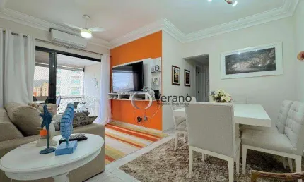 Apartamento com vista mar, guaruja, enseada, churrasqueira na varanda, 2 vagas na garagem, lazer, portaria 24 horas e serviço de praia
