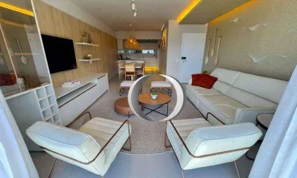 Apartamento deslumbrante, moderno e sofisticado, pé na areia, vista total para o mar e lazer clube