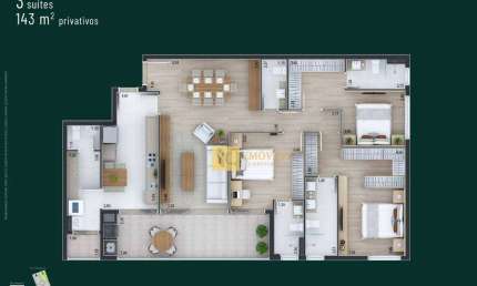 Apartamento com 3 dormitórios à venda, 143 m² por R$ 2.190.000,00 - Santo Inácio - Curitiba/PR