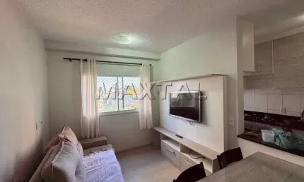 Apartamento mobiliado pra locação no jaçanã, de 45 m², com 2 dormitórios, sala e cozinha.