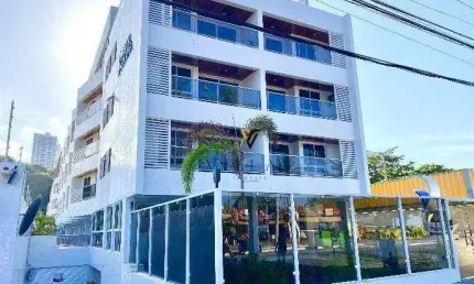 Flat à beira mar com 1 dormitório, sala para 2 ambientes com cozinha americana integrada à venda, 51 m² por r$ 700.000 - cabo branco - joão pessoa/pb