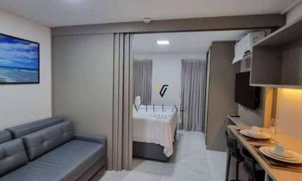 Flat 100% mobiliado com 1 dormitório, sala e cozinha americana integradas à venda, 27 m² por R$ 450.000 - Tambaú - João Pessoa/PB