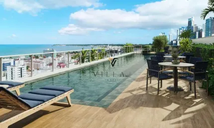 Apartamento a 400m da Praia de Cabo Branco com 2 dormitórios, sala, cozinha e varanda à venda, 60 m² por R$ 913.350 - Cabo Branco - João Pessoa/PB
