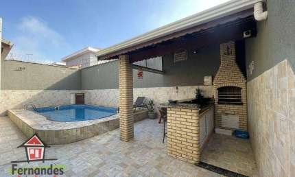 Casa isolada uma quadra da praira com 4 dormitórios sendo 3 suítes à venda, 223 m² por R$ 1.250.000 - Balneário Flórida - Praia Grande/SP