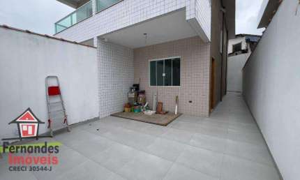 Sobrado novo individual com 3 suítes próximo da Obramax  à venda, 98 m² por R$ 590.000,00  Tude Bastos (Sítio do Campo)  Praia Grande SP