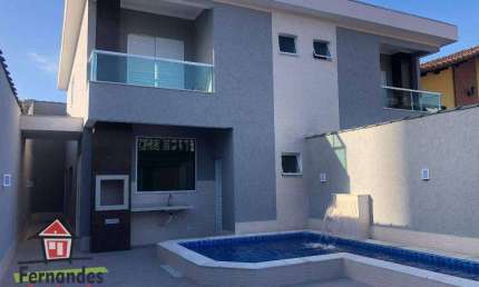 Belíssimo Sobrado novo com Piscina  3 suítes no lado praia  à venda, 135 m² por R$ 990.000  Tupi  Praia Grande SP