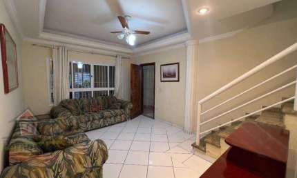 Sobrado 250 metros da praia 3 dormitórios sendo 1 suíte para alugar definitivo pacote, 120 m² por R$ 3.800/mês - Vila Guilhermina - Praia Grande/SP