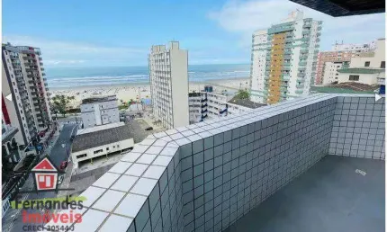 Cobertura vista mar  com 3 suítes à venda, 145 m² por r$ 1.100.000  guilhermina  praia grande sp