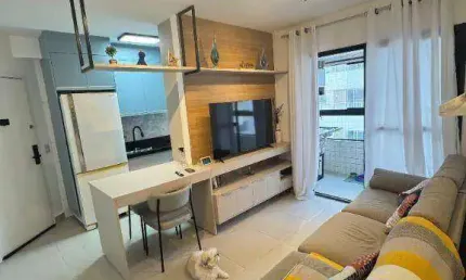 Apartamento frente mar mobiliado com 1 dormitório à venda, 44 m² por r$ 370.000 - vilamar - praia grande/sp