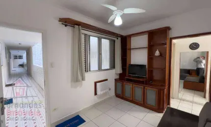 Apartamento mobiliado 1 dormitório, elevador 50 metros da praia para alugar definitivo pacote  30 m² por r$ 2.100 mês no boqueirão em  praia grande/sp