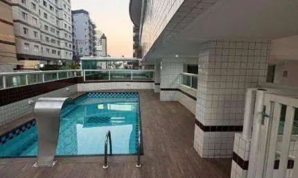 Apartamento mobiliado 150 metros da praia com 1 dormitório para alugar, 40 m² por R$ 2.100/mês - Ocian - Praia Grande/SP