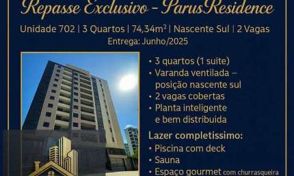 REPASSE EXCLUSIVO – PARUS RESIDENCE | MANAÍRA 
Unidade 702 | 3 Quartos | 74