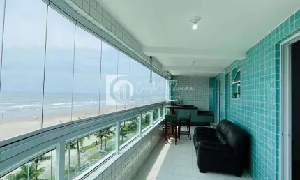 Apartamento frente mar, 2 dorms, mobiliado, real, praia grande