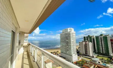 Apartamento vista mar com 3 dormitórios à venda, 109 m² por r$ 1.095.000 - canto do forte - praia grande/sp