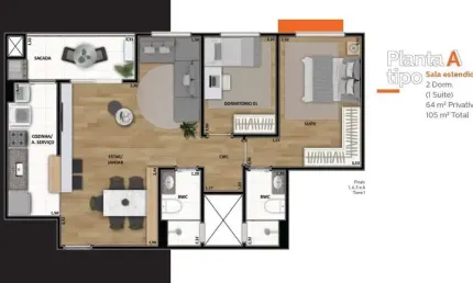 Apartamento à venda em Maringá, Zona 08, com 2 quartos, com 64 m², UP Residence - Yticon