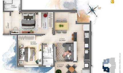 Apartamento a venda no L'Aquamarine Residence localizado no bairro Fazendinha em Itajaí.