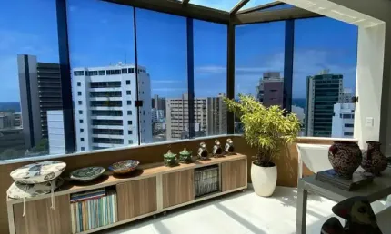 Cobertura à venda salvador/ba, pituba, 337m², 4 suítes, vista mar espetacular, 3 vagas