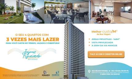 JG- Lindo apartamento em Boa Viagem! 4 quartos, 2 suítes-Lazer Completo-Alto Padrão