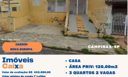 Casa para Venda em Campinas, Jardim Nova Europa, 3 dormitórios, 2 banheiros, 2 vagas