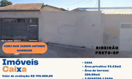 Casa para venda em ribeirão preto, antônio marincek, 3 dormitórios, 2 banheiros, 1 vaga