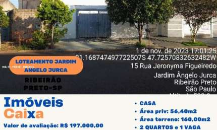 Casa para Venda em Ribeirão Preto, Jardim Ângelo Jurca, 2 dormitórios, 2 banheiros, 1 vaga