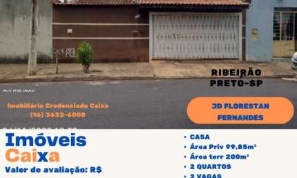 Casa para Venda em Ribeirão Preto, Jardim Florestan Fernandes, 2 dormitórios, 2 banheiros, 2 vagas