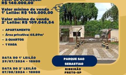 Apartamento para Venda em Ribeirão Preto, Parque São Sebastião, 2 dormitórios, 1 banheiro, 1 vaga