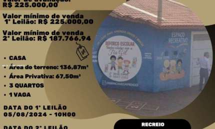 Casa para Venda em Ribeirão Preto, Recreio Anhangüera, 3 dormitórios, 3 banheiros, 1 vaga