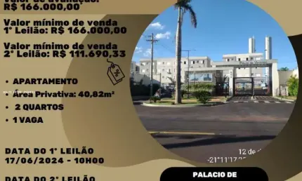 Apartamento para Venda em Ribeirão Preto, Reserva Real, 2 dormitórios, 1 banheiro, 1 vaga